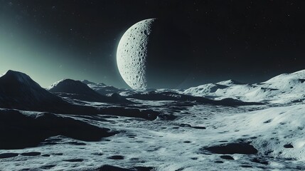 Fantasy Alien Planet and Moon Landscape in Outer Space