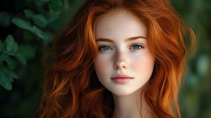Charming Red-Haired Girl Poses for Camera with Confidence in Portrait Shot