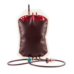 A blood bag. It can be used to represent blood donation, transfusion, or medical research.