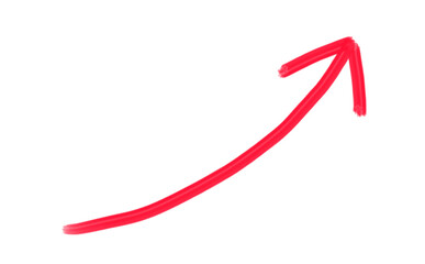 Red arrow rising to the right. Watercolor illustration.	
