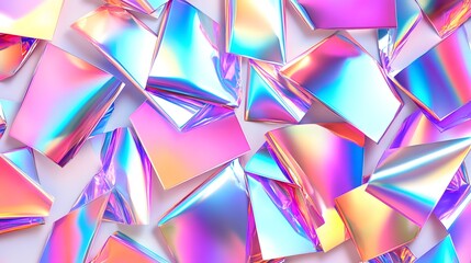 Vibrant Shiny Holographic Foil Sticker Snip Isolated on White Background