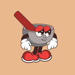 Retro character design of sad mortar