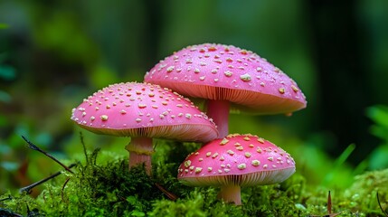 Enchanting Forest Fantasy Wallpaper Featuring Pink Mushrooms