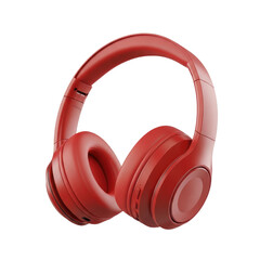 A pair of red over ear headphones. These wireless headphones are perfect for listening to music, podcasts, or audiobooks.