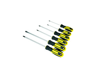 Set of industrial screwdrivers isolated on transparent background. PNG image