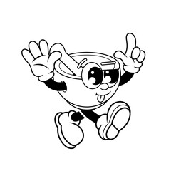Retro character design of cute mortar outline