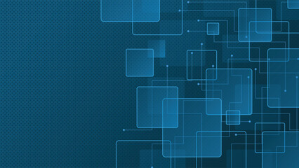 Abstract digital background with glowing blue squares and circuit lines ideal for tech themes web banners and presentations