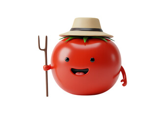Smiling Tomato Farmer isolated on transparent background
