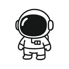 Cute cartoon astronaut character in space suit for coloring or stickers