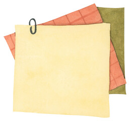 Pastel Notepad and Sticky Notes. Memo Pad for Planner, Office or Back to School. Watercolor Note Paper Illustration.