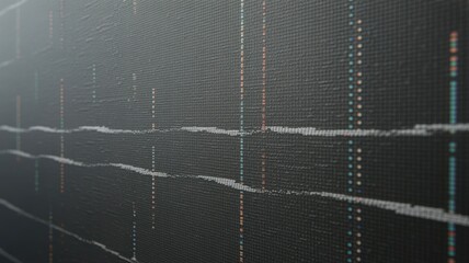 Abstract close-up of digital data display with colorful lines