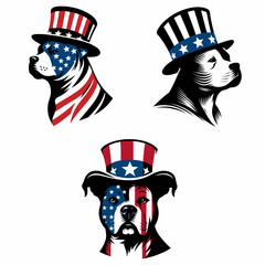 Pittbulls Dog. Logo Head Face Animal Independence Day 4th of July Clipart Line Art Vector Illustration. About the powerful pit bull canine care diet and training this breed.