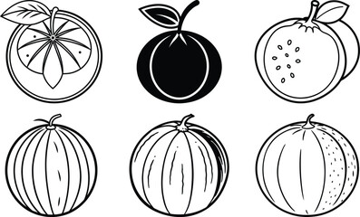 Set with hand drawn colorful doodle fruits. Sketch style vector collection. Flat tropic set: apple, orange, lemon, banana, pomegranate. Vegan, farm, natural food illustration
