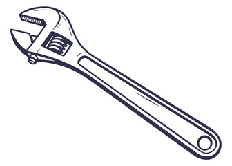 Obraz premium Vector silhouette of an adjustable wrench isolated on white background