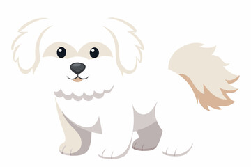Delightful Maltese Dog Illustration a Charming Cartoon Pet with Fluffy White Fur and a Friendly Expression in a Vector Style