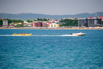 banana boating in the sea in Bulgaria