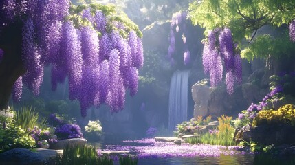 Enchanting Giant Wisteria in Dreamy Garden Setting for Creative Designs