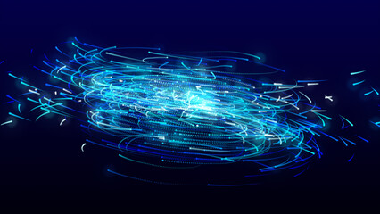 Abstract shiny blue explode motion background with dots