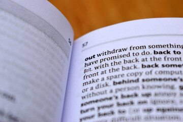 English Definition Dictionary Page Of Printed Word -  Out Close Up