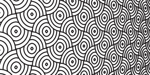 Fototapeta premium Seamless Monochrome Geometric Pattern With Black and White Circular Motifs vektor ilustrator eps10