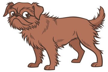 Cartoon Brussels Griffon Dog Illustration with Brown Fur and a Grumpy Expression Perfect for Pet Lovers and Animal Designs