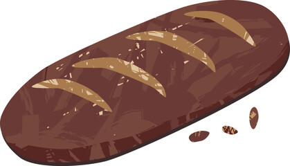 Healthy Rye Custard Bread with Rye Seeds Isolated on Transparent Background