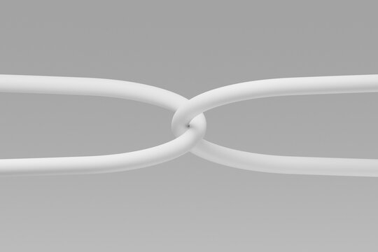 3D rendering of intertwined white chains symbolizing connection and teamwork