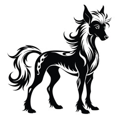 Elegant Chinese Crested Dog Silhouette Expressing Breed Sophistication Unique Hairless Body and Graceful Design Pet Art Illustration Isolated Image