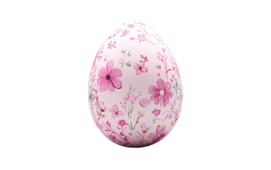 Beautifully crafted pink Easter egg featuring intricate flower designs representing festive charm and traditional artistry isolated on transparent background PNG