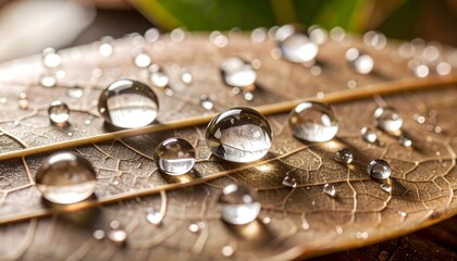 Clear water drops resting on leaf high resolution photo