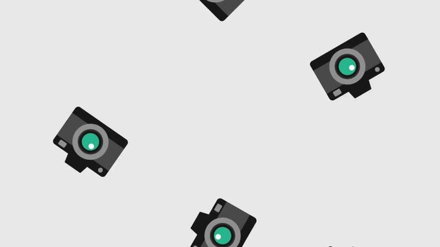 Pattern of vintage cameras scattered on a light background, ideal for photography-themed projects