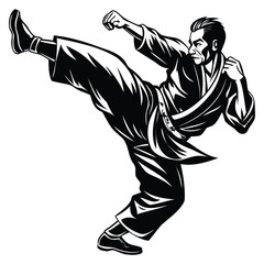 Dynamic Karate Pose Illustrations