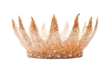 A dazzling golden birthday crown featuring a glittery top designed for celebration and royalty-inspired party moments isolated on transparent background PNG
