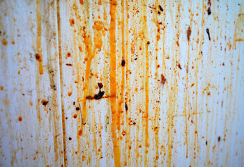 Grease on wall kitchen. Oil Stains on Wall background. Grease spots, dirt stains on wall tiles in...