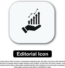 A collection of  finance-themed editorial icons featuring growth charts, currency symbols, and investment visuals in black and orange