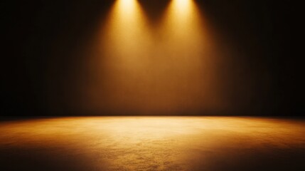 Illuminated stage scene theatrical setting visual content dark environment front view creative performance concept