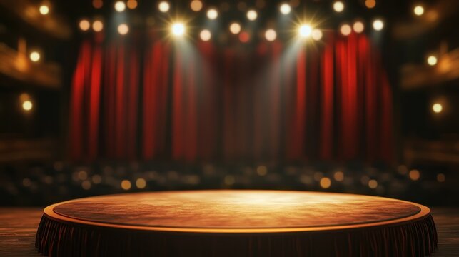 Theatrical performance stage lighting grand theater event space dramatic setting perspective view entertainment concept