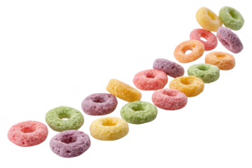 Colorful cereal loops isolated on transparent background