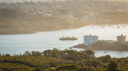 Panoramic aerial view of Sydney Harbour from North Sydney
