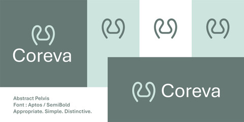 Modern abstract pelvis logo for wellness, health, and movement brands