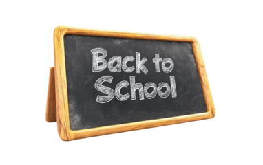 A small classroom chalkboard with Back to School handwritten in white chalk symbolizing the excitement and renewal of a new academic year isolated on transparent background PNG