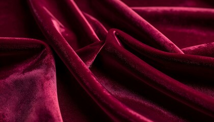 Shiny maroon velvet fabric surface detail high resolution photo
