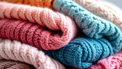 Soft wool stitches macro closeup view high resolution photo