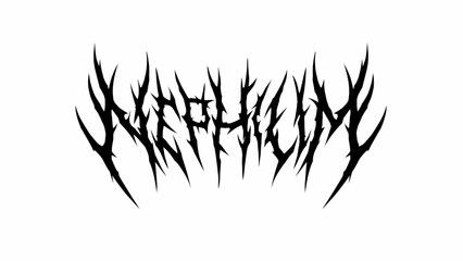 Fototapeta premium Nephilim typography vector symmetrical and intense dark metal font style for t-shirt print apparel, sticker, poster, logo and more