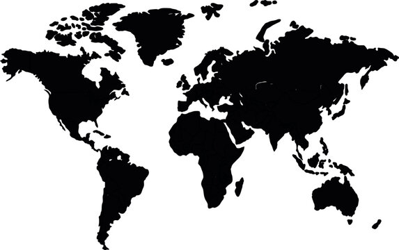 Black color world map vector illustration