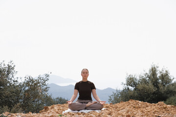 Mindful Woman Embracing Nature, Mountain Retreat, Digital Detox, Spiritual Awakening, Gen Z...