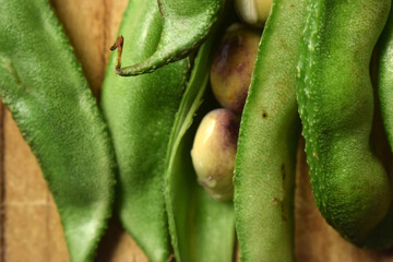 Group Of Hyacinth Bean or Same Ki Phalli Lablab Purpures, Also Known As Valor Papdi Beans, Indian...