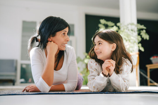 Mother and daughter spending quality time together indoors