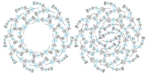 Heart shape Twigs Circular Frame border and Background Texture Winter Holidays Copy space Templates