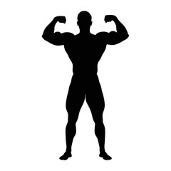 Fototapeta premium Bodybuilder Silhouette Flexing Muscles